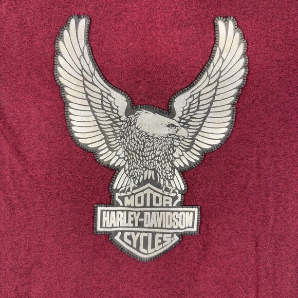 Harley Davidson Motorcycles Shirt Men's Large Embroidered Eagle Patch Burgundy - Picture 7 of 8